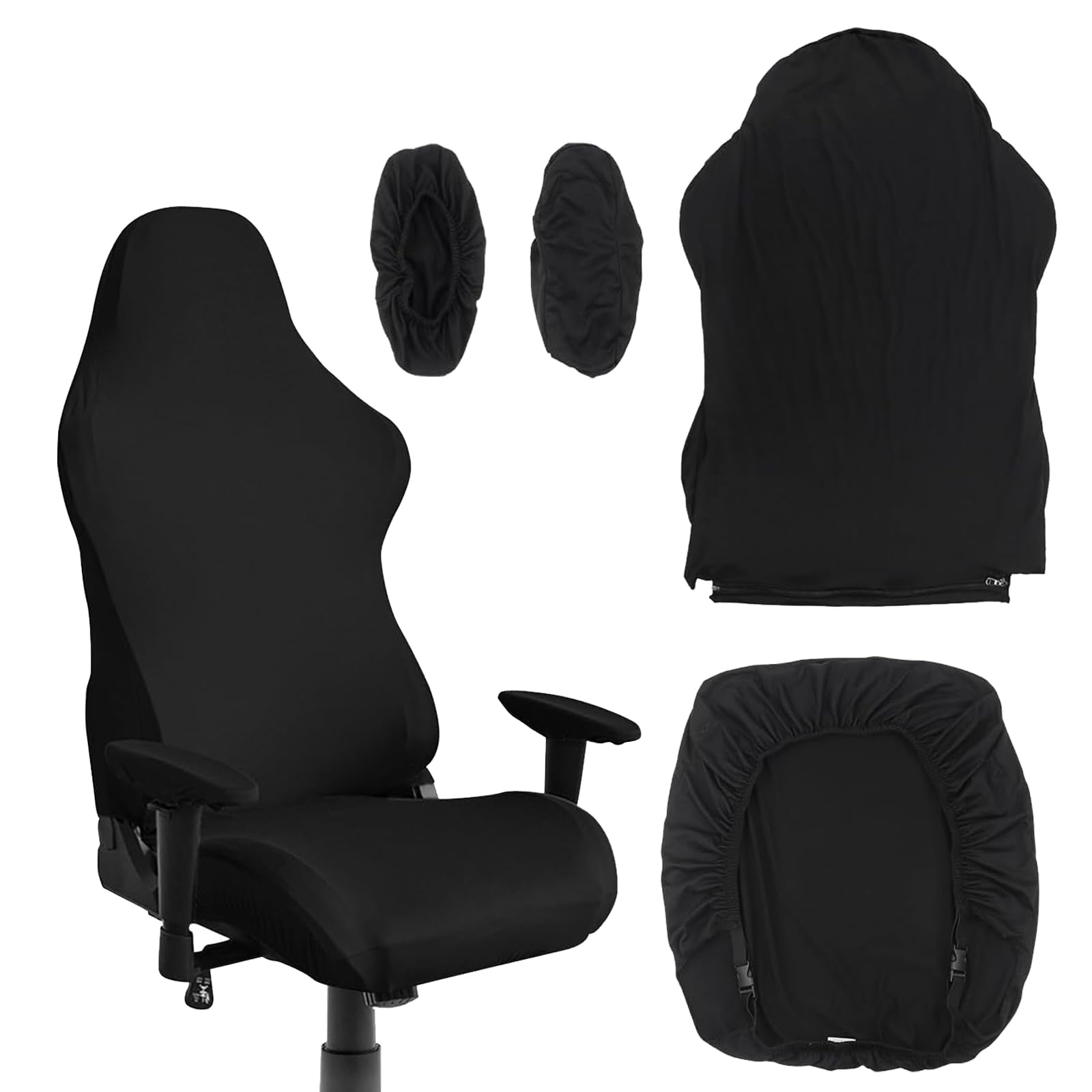 4 Piezas Fundas para Sillas Gaming Funda para Silla Aaming Funda para Silla Gaming Resistente a Los Arañazos para Sillas de Ordenador Sillones Sillas Giratorias Sillas de Juego (Negro)
