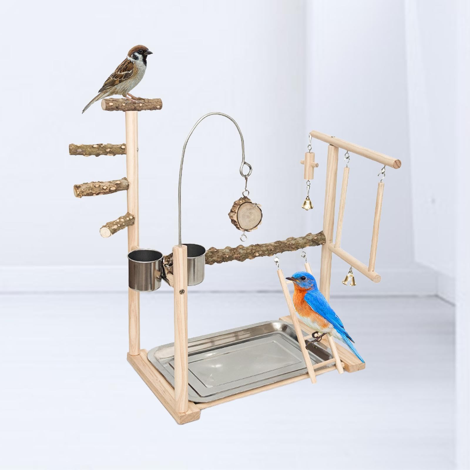 MagiDeal Parco Giochi per Pappagalli, Trespolo in Legno, Trespolo per Uccelli, Gioco per Parrocchetti, Cacatua, Conuri