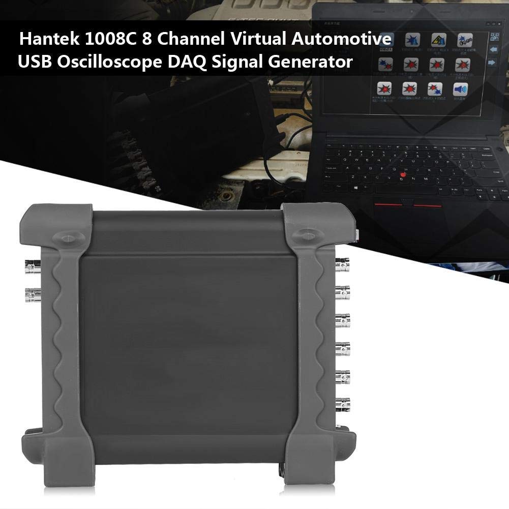 Walfront USB Oszilloskop 1008C Virtuelle 8 Kanal Oszilloskop Kfz Diagnosefunktion USB 2.0 Schnittstelle Digitales Oszilloskop DAQ Signalgenerator mit Tragbarer Aufbewahrungstasche