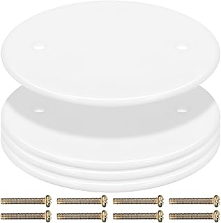 STOBOK 4Pcs 4.3 Inch White Ceiling Blank-Up Cover Round Cover Plate Plastic Electrical Box Wall Plate with Screws for Round/Octagon Box Openings on Ceilings or Walls