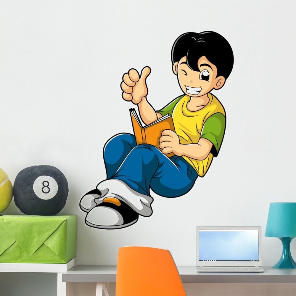 Smart Kid Reading Book Wall Decal Peel and Stick Graphic (36 in H x 30 in W) WM117768