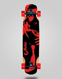 Glutier Skateboard Longboard Complete Mix Bamboo 38 x 8.45 Mafia Red