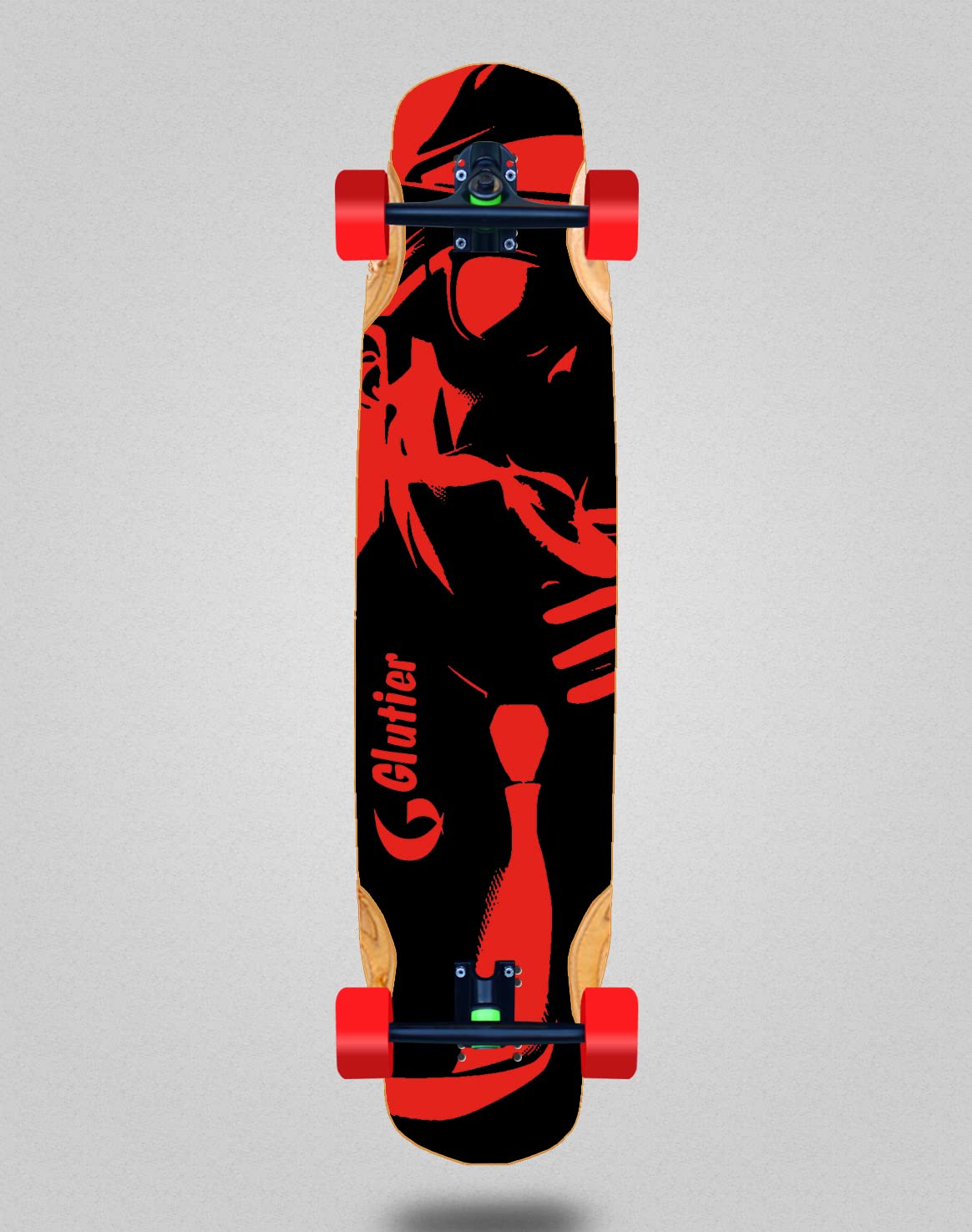 Glutier Skate Longboard Complete Mix Bamboo 38 x 8,45 Mafia Rouge