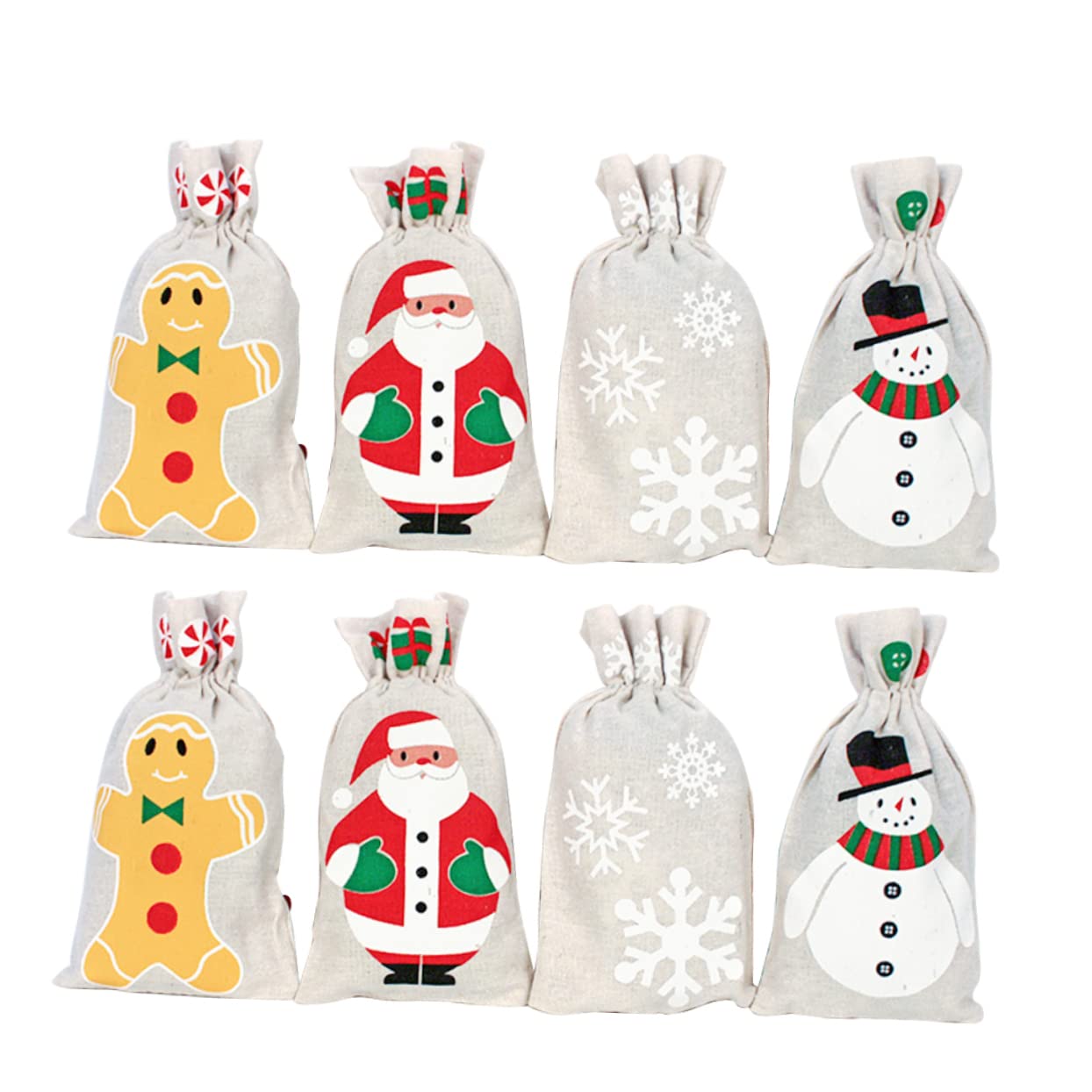 SOLUSTRE 8 Stück Weihnachtsgeschenksäckchen aus Leinen mit Kordelzug Tragbare Aufbewahrungsbeutel für Handy und Kosmetik für Festliche Feiern Zufälliger Stil