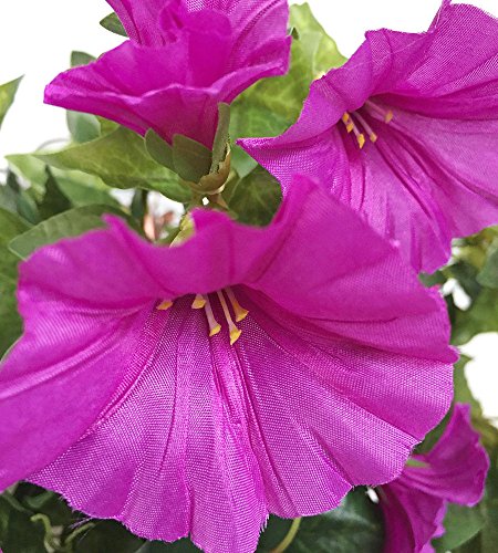 Lopkey Silk Morning Glory Artificial Flowers Wall Hanging Basket Decor,Purple #TOP4