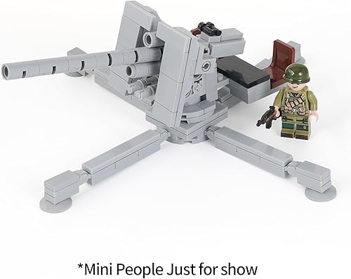 Miniatura 8 de Juego de bloques de construcción de armas de artillería de la Segunda Guerra Mundial (710 unidades). MOC piezas de ladrillos militares juegos de