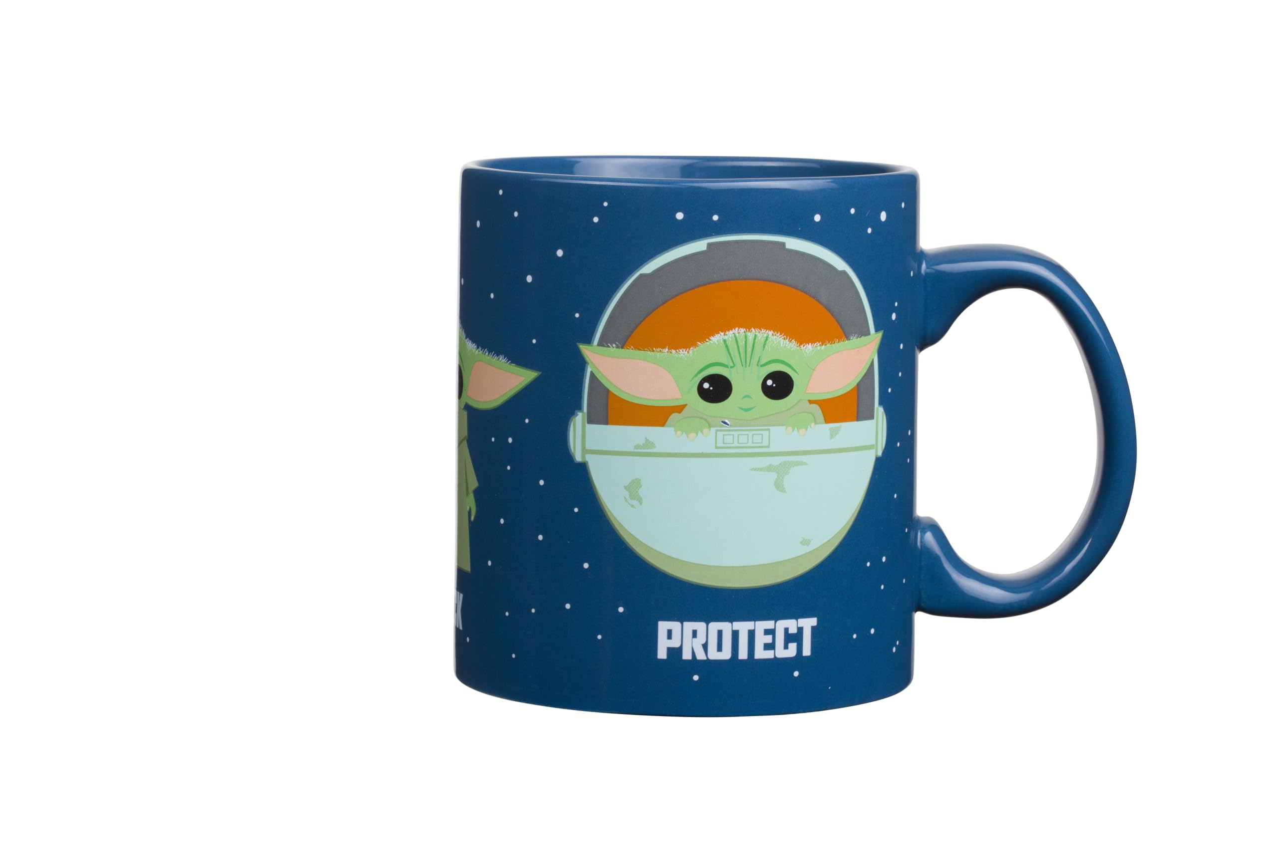 Silver BuffaloStar Wars The Mandalorian The Child Baby Yoda Grogu Protect Attack Snack Ceramic Coffee Mug, 20-Ounces