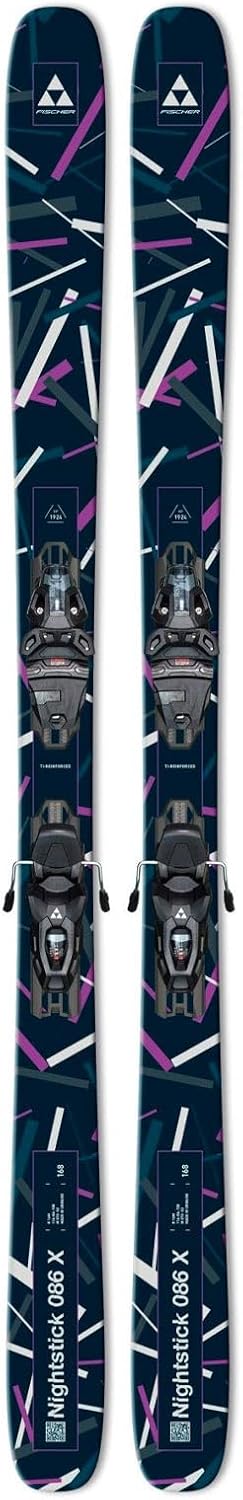 FISCHER Unisex Nightstick 86 X Freestyle Ski Set with RSW 10 GW Powerrail Brake 100 [G] Bindings | Durable Sintered Base, Poplar Woodcore, Titanal Reinforced Edges | Stable Responsive Alpine Skis