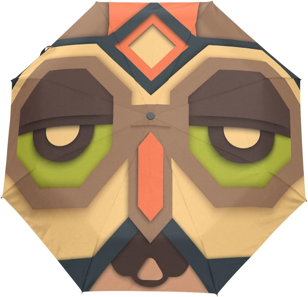 マキク Makiku 折り畳み傘 自動開閉 軽量 ワンタッチ 梅雨対策 頑丈な8本骨 耐強風 撥水 グラスファイバー 収納ケース付 傘 レディース メンズ インディアン マスク エジプト 民族風 21最新作