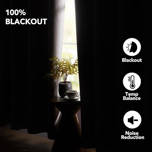 Miniatura 2 de Deconovo Cortinas 100% opacas para sala de estar, cortinas de oscurecimiento de habitación de doble cara para dormitorio, cortinas de lino sintético