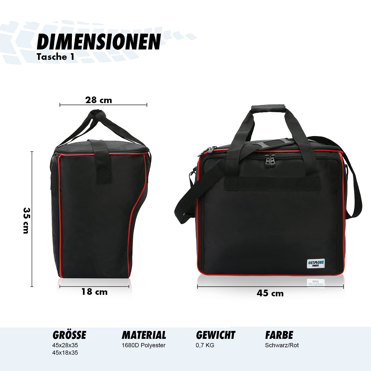 Getmore Parti Borse Interne per Valigie Laterali e Bauletto in Alluminio Ducati Multistrada | 3 Parti | Accessorio Moto | Valigia
