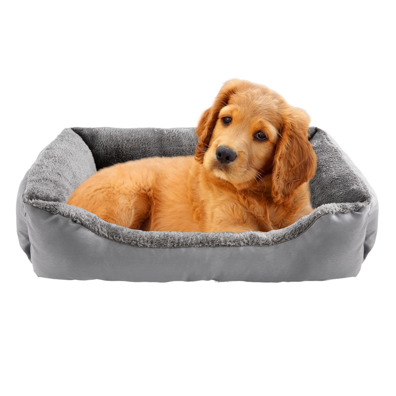 Daniel James Cat & Dog Bed - Washable Fleece Pet Cat Dog Sofa Bed with Non-Slip Base - Soft Cosy Mattress Cushion for Small, Medium, Large Pets - Small, Grey