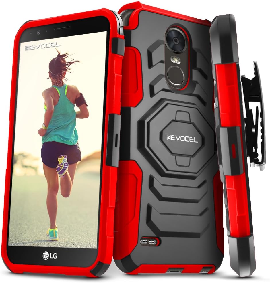 Evocel New Generation Series Phone Case Compatible with LG G Stylo 3 (2017 Release) with Belt Clip Holster and Kickstand, Red