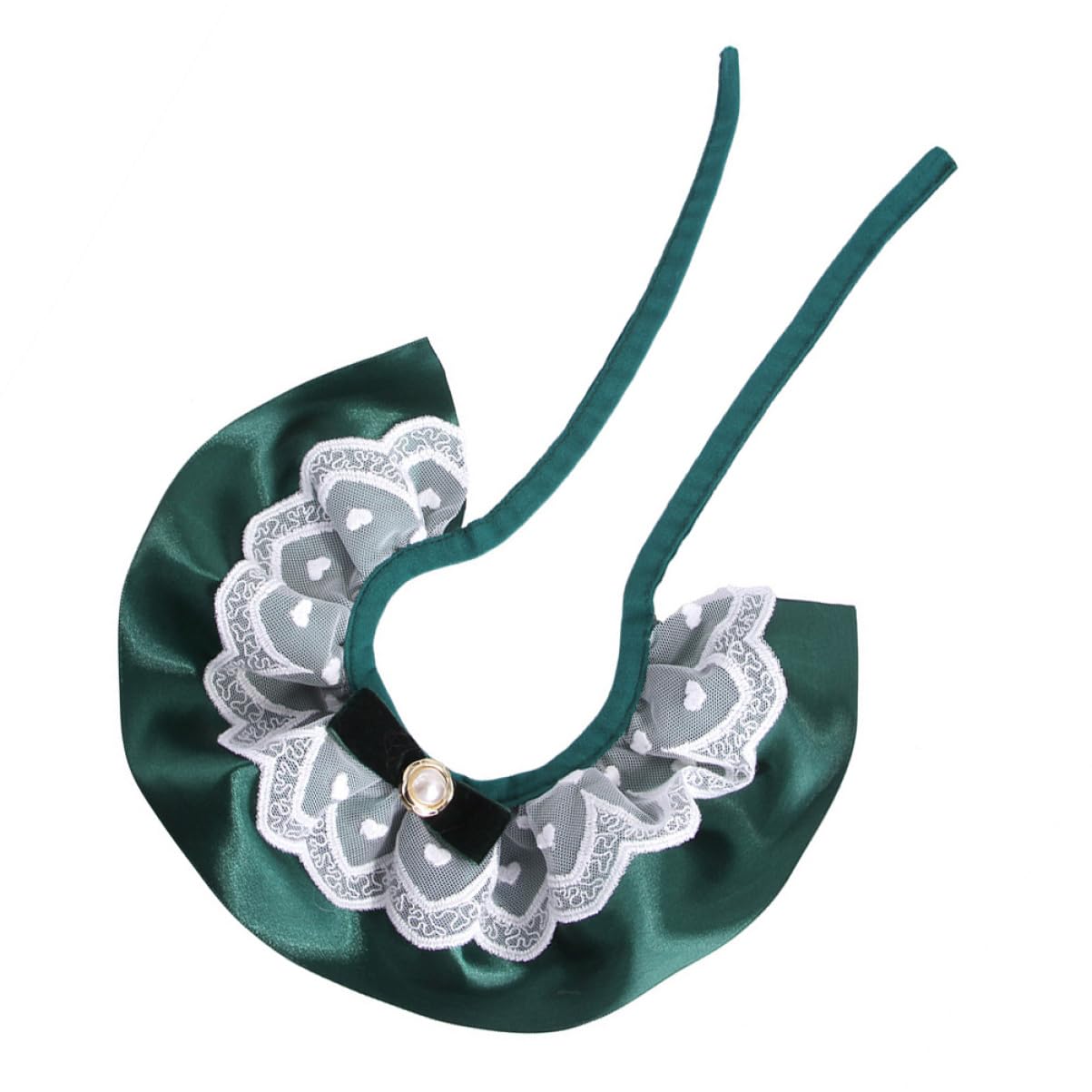 Collar de encaje para gatos con perla Milisten verde oscuro para fotos