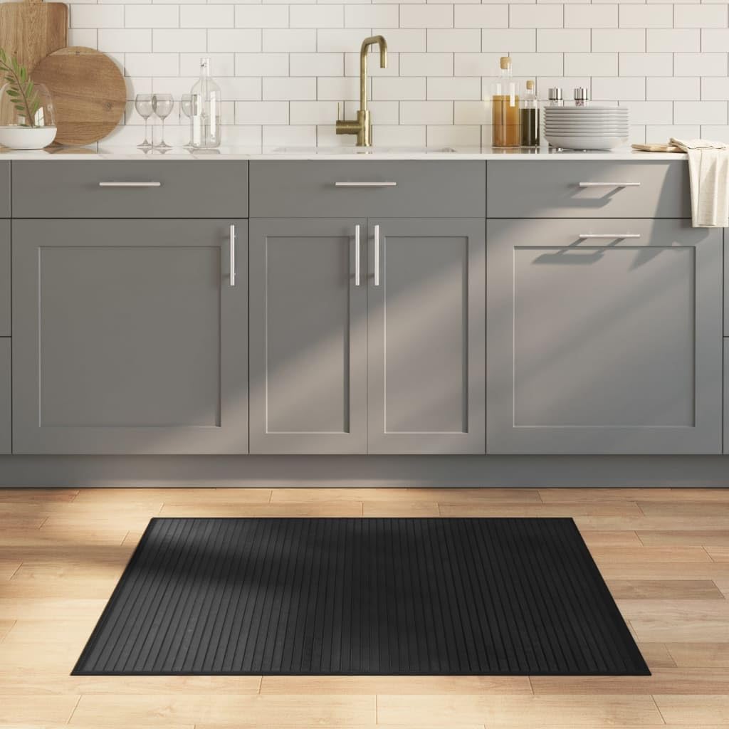 Tapis en bambou noir 80x100 cm rectangulaire pour salon et chambre moderne