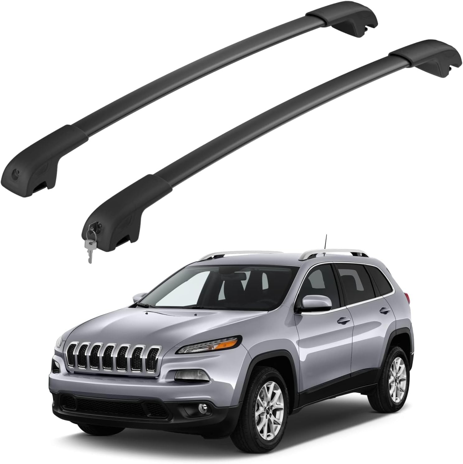 Lockable Roof Rack Cross Bars Compatible with Jeep Cherokee 2014-2023, Aluminum Car Cross Bar for Rooftop Cargo Carrier Bag Basket Luggage Kayak Canoe Bike Snowboard Skiboard (Not for JGC)