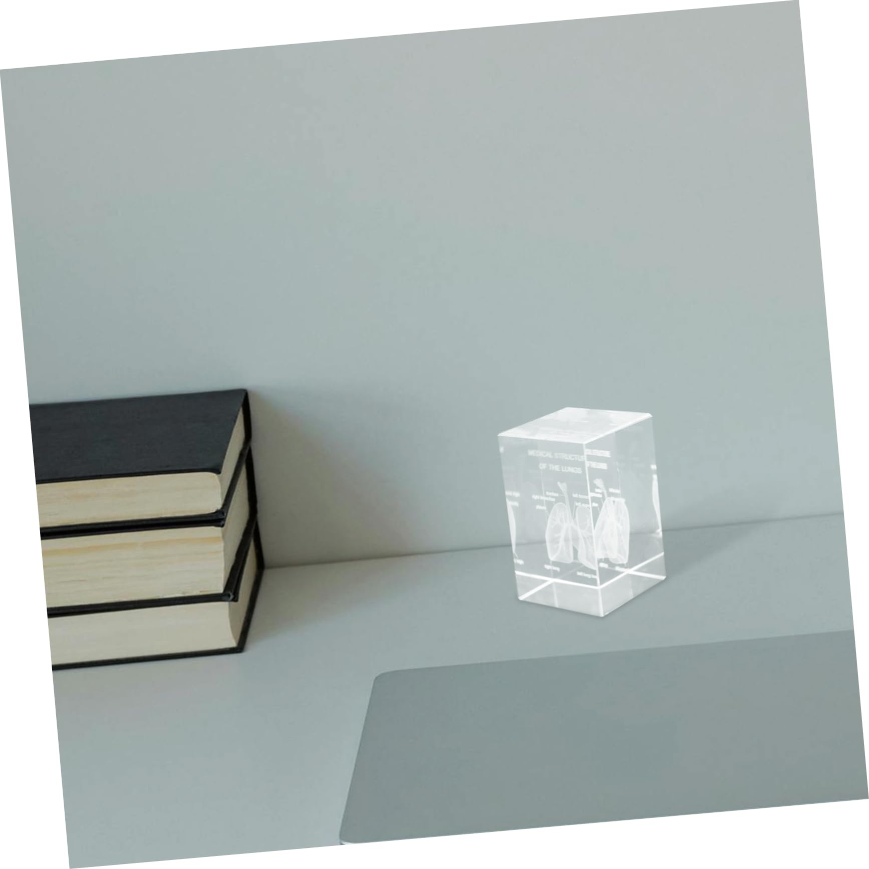 Modelo Anatómico del Pulmón en Cristal 3d Intrincado Grabado Interno, Diseño en Cubo Elegante para Enseñanza Científica y Decoración en Oficina