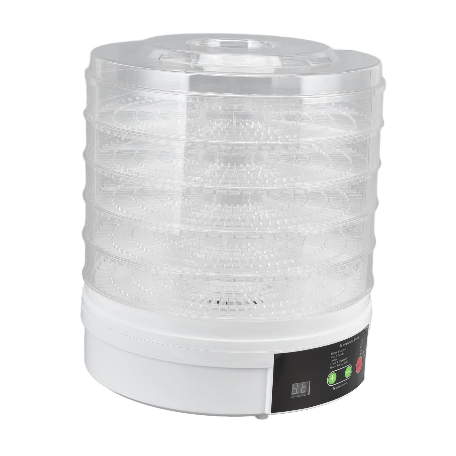 Deshidratador de Alimentos 350W 5 Bandejas Control de Perilla Máquina Secadora de Alimentos Eléctrica Calefacción de Circulación de 360 ​​​​° con Tapa y Orificios de (Enchufe europeo 220V)
