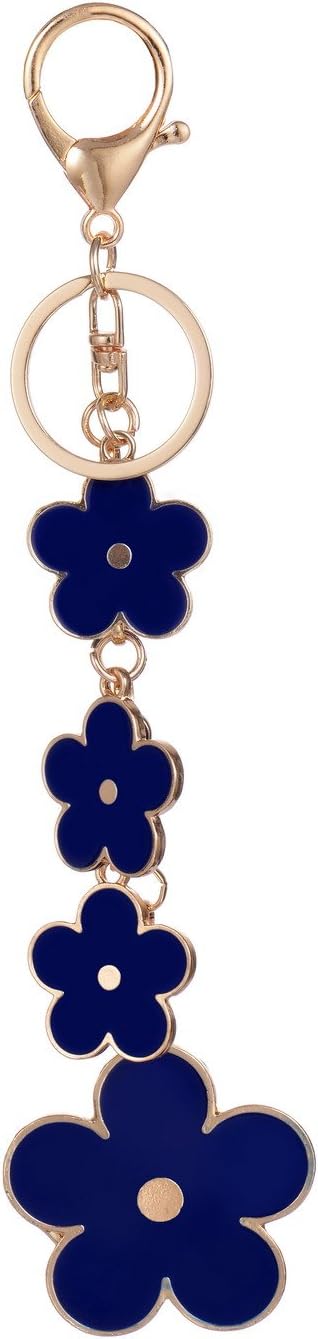 Women's Flower Bag Charms Enameled Keychain Purse Accessories