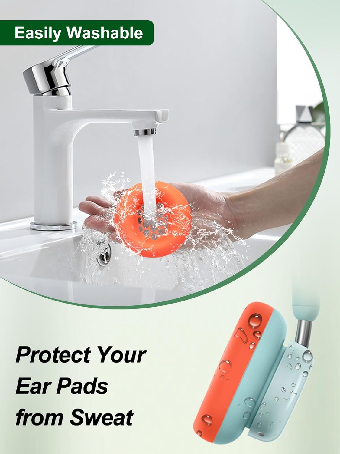 Siliocne Case for CMF by Nothing Headphone Pro,2 Sets Silicone Sweat Cover【YANMONGI】 Earpad/Headband Covers Protector,Washable Sweatproof Soft Headphones Case Accessories(Orange) - Image 5