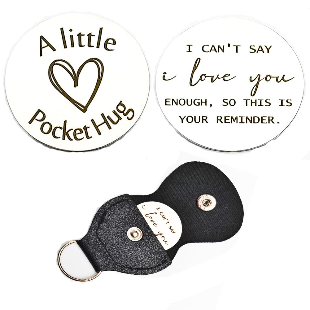 RFTWXHPN Pocket Hug Token Keychain Long Distance Relationship Hug Tokens Keepsake Stainless Steel Double Sided Pocket Token