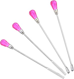 PATIKIL 4 Pcs Stainless Steel Wax Stirrer, Wax Seal Spoon Kit, Mixing Stirring Rods for Melting Crafts Tools, Pink