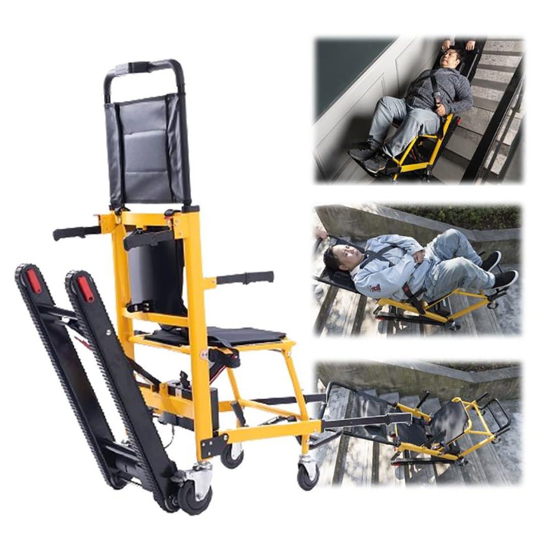 Montascale Portatile,Cingolo Elettrico Per Sedia A Rotelle,Scala,Ascensore Per Scale,Carrello A Mano Per Scalatore Elettrico,Carico 200 Kg / 440 Libbre yellow