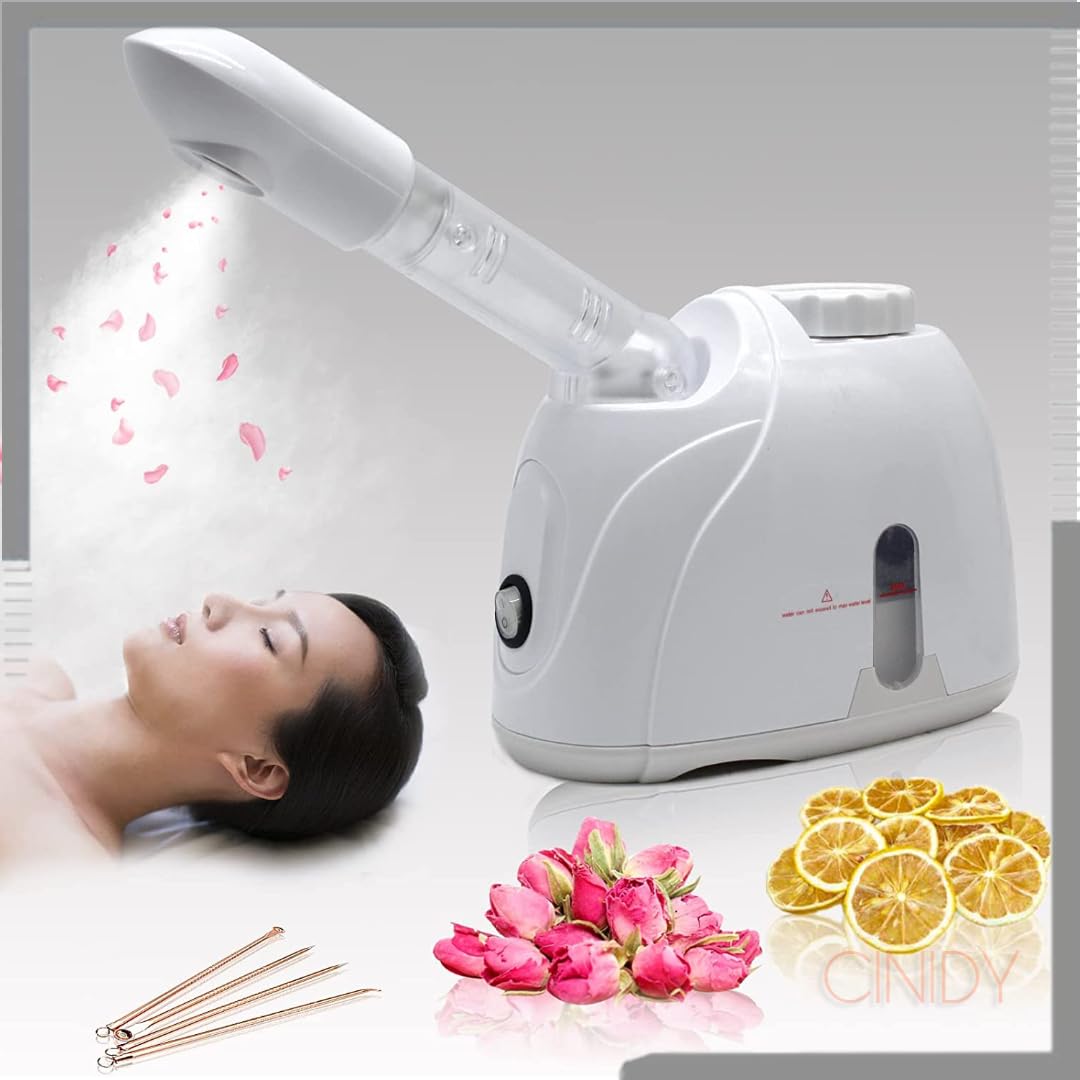 2 in 1 Facial Steamer and Hair Steamer Face Sauna Humidifier Hot Mist Moisturizing for For Cold and Cough Nose Facial SPA Skin Care Salon and home (white colorss) (whiites)