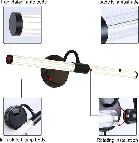 Miniatura 2 de Lámparas LED negras de 22.83 pulgadas, luz moderna de exhibición de arte negra para marcos de fotos, luces LED para marcos de fotos para pinturas,