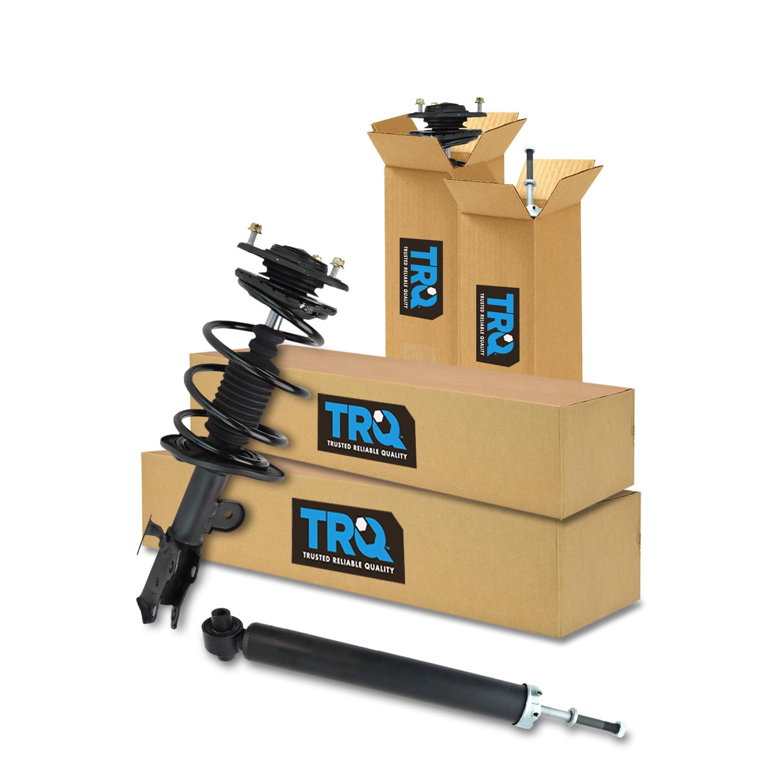 TRQ Front and Rear Complete Strut Assembly &amp; Shock Absorber Kit Complete Strut &amp; Coil Spring Assembly Compatible with 2008-2015 Scion xB