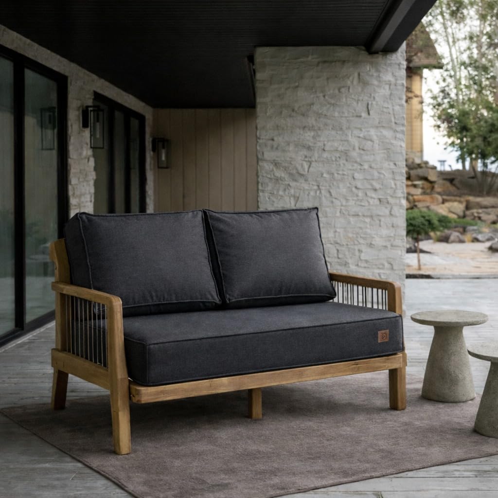 Cojines de Palet 120x80 Set para Sofá - Impermeable Set de Jardín Consta de 3 Piezas en Color Gris Oscuro