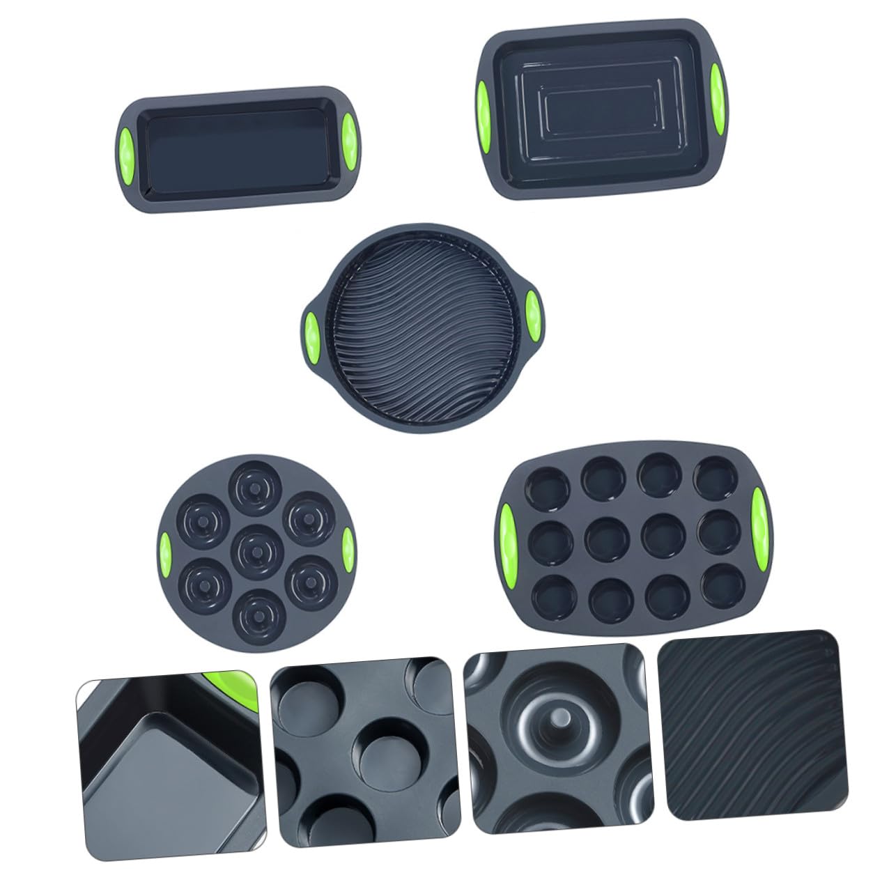 UKCOCO Kit de Moldes de Silicona para Repostería 5 Piezas, Molde para Pastel DIY Resistente a Altas Temperaturas, Color Gris, Apto para Horno y Refrigerador, Adecuado para Cocina Casera