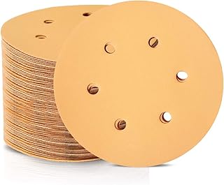 SPEEDWOX 100 Pcs 6 Inches Hook and Loop 6 Hole Sanding Discs 500 Grit Dustless Sandpaper Fit for Random Orbital Sander Yellow Finishing Discs for Automotive Woodworking