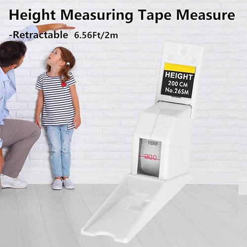 Vista 4 de Eboxer - Cinta métrica de altura de 6.56 pies, regla retráctil automática para adultos y niños, herramienta de medición de metal montada en la pared