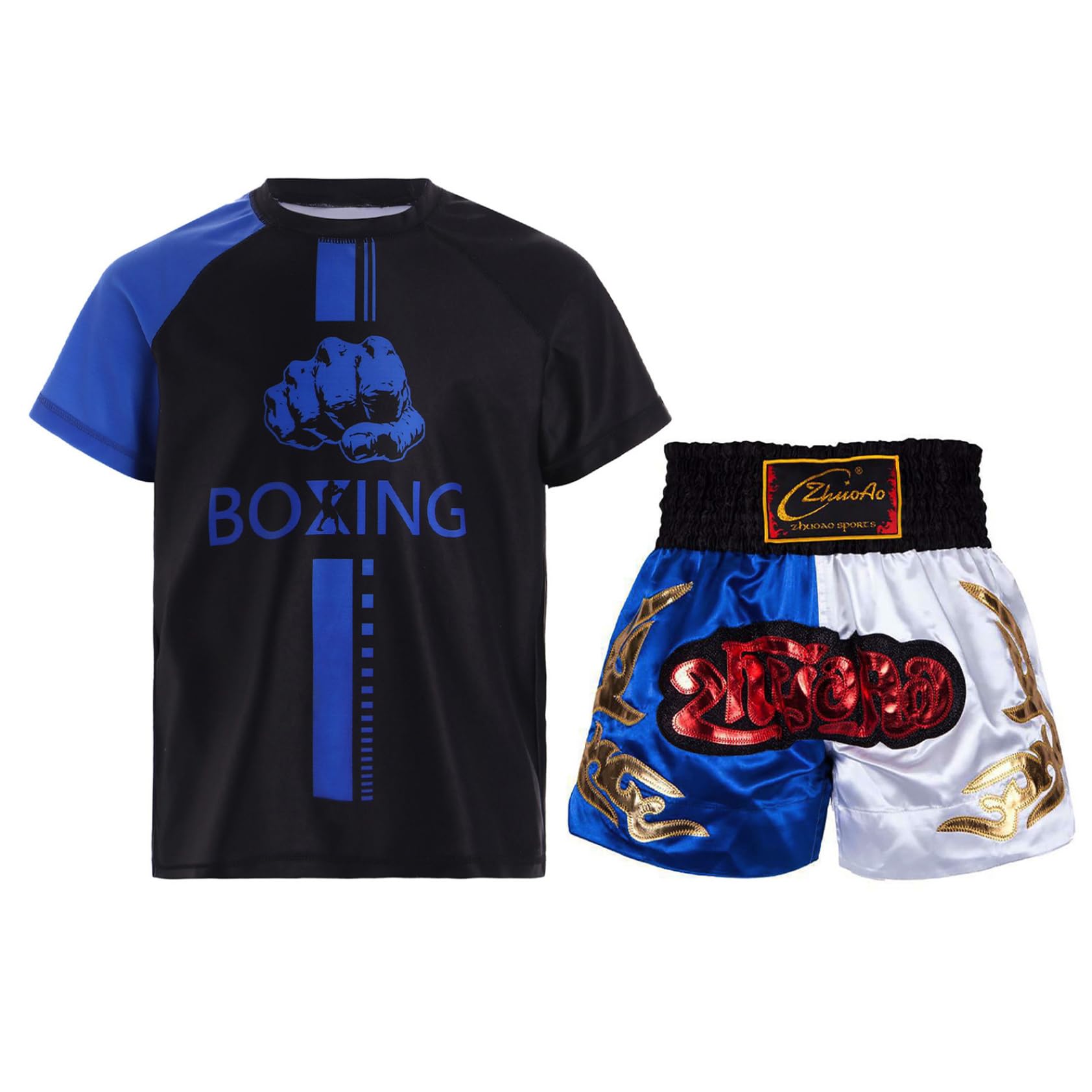 Runhomal Pantaloncini Da Boxe E Kick Boxing Per Bambini – Traspiranti, Con Coulisa, Taglie XS A L (2-16 Anni)