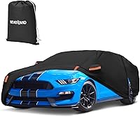 Vista 16 de NEVERLAND Funda para Coche Sedán Impermeable Resistente Protección Todo Clima Nieve Anti-UV Resistente al Viento Exterior Funda Completa para Coche