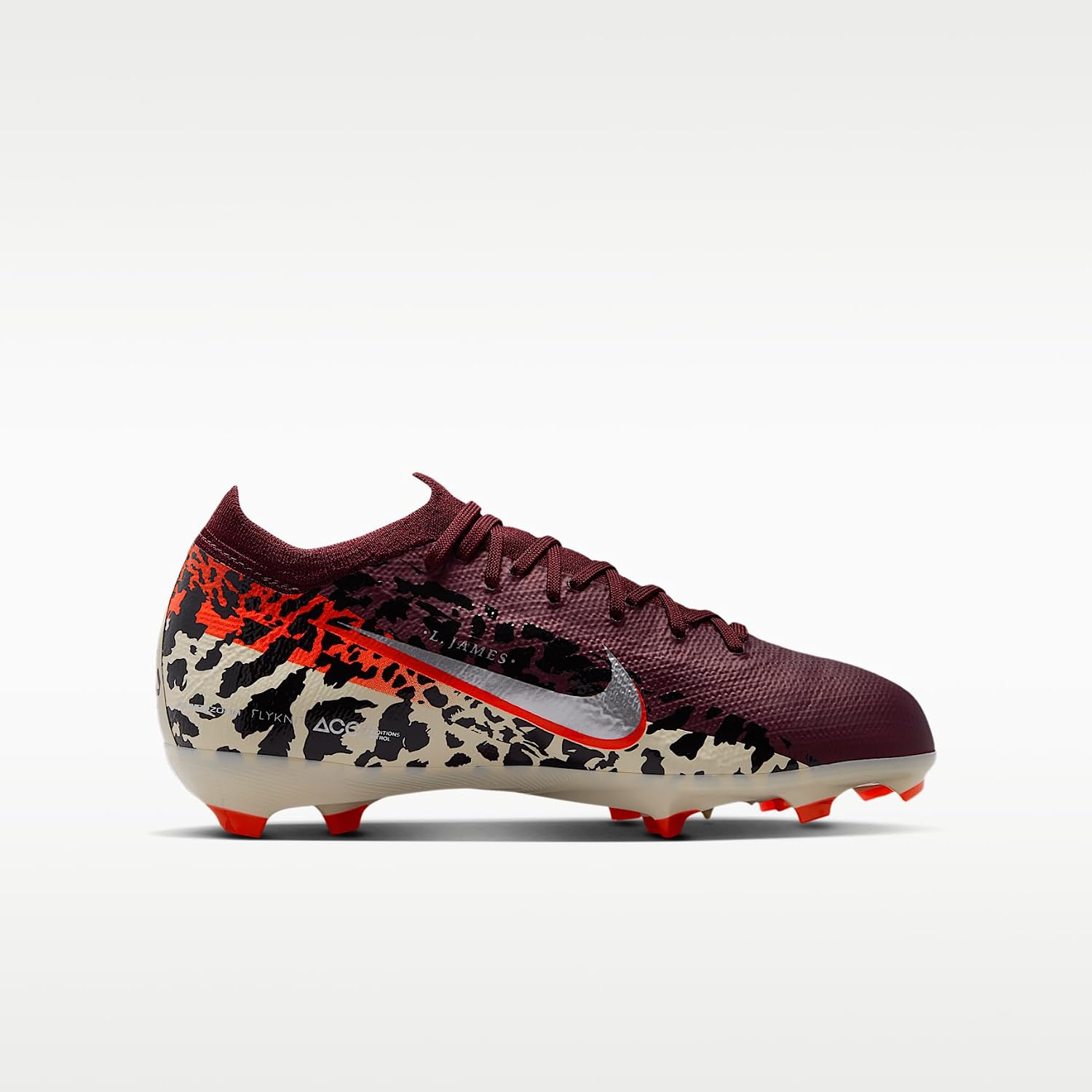 Nike United Jr. Mercurial Vapor 16 Pro Big Kids' Firm-Ground Low-Top Soccer Cleats (Burgundy Crush/University Red/Fossil/Metallic Silver)