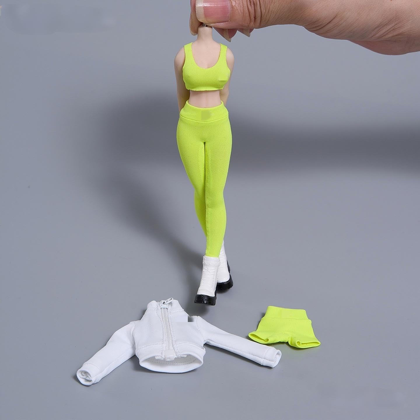Fremego 1/12 Scale Female Clothes,Female Coat Vest Pant Shorts and Shoes Elastic Casual Sportswear Clothing Suit for 6inch PH TBL JO Worldbox Action Figure Body (Blue)