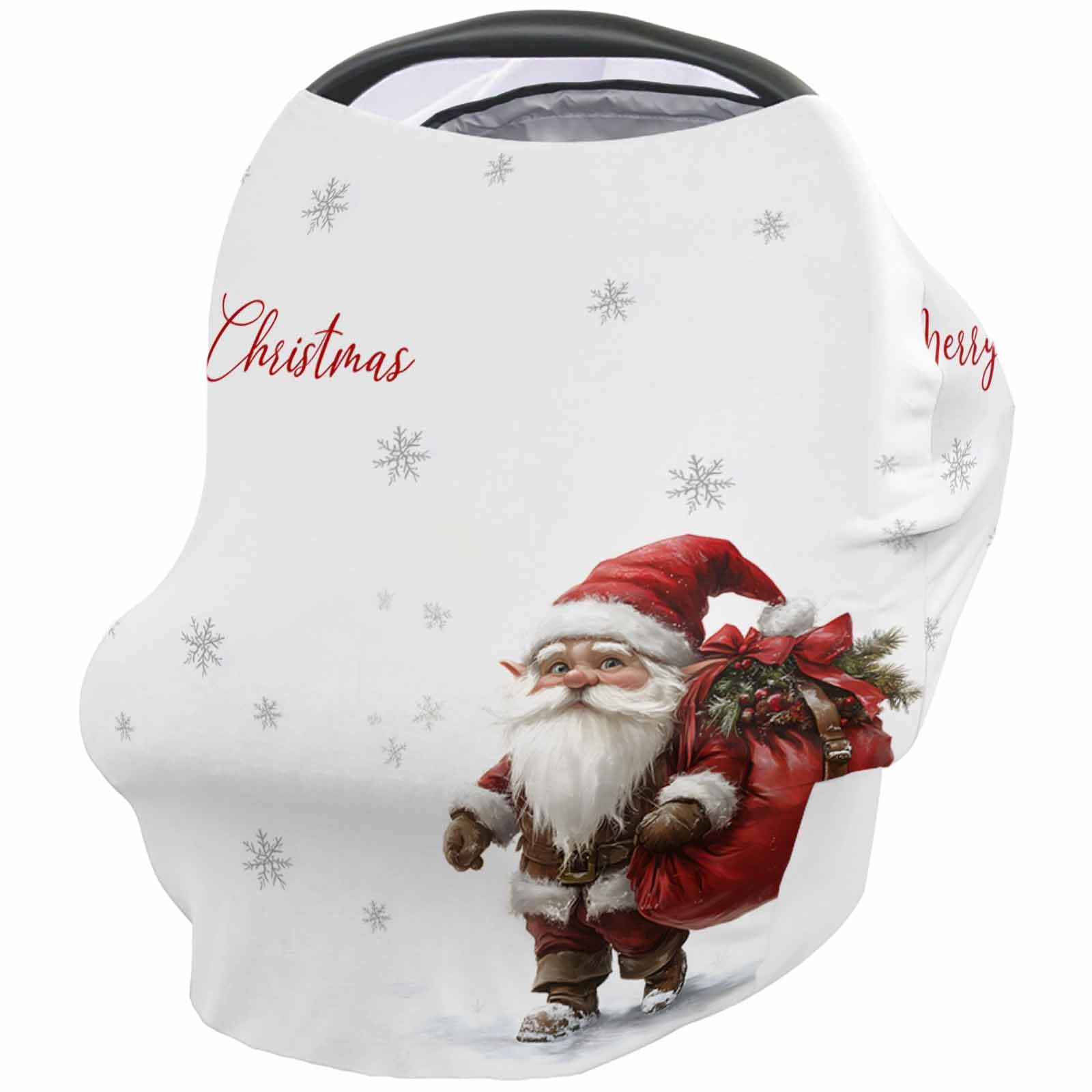 Nursing Cover for Breastfeeding Scarf, Merry Christmas Dwarf Snowflakes White Baby Car Covers Super Soft Multi Use for Canopy Shopping Cart Cover Blanket Stroller Cover