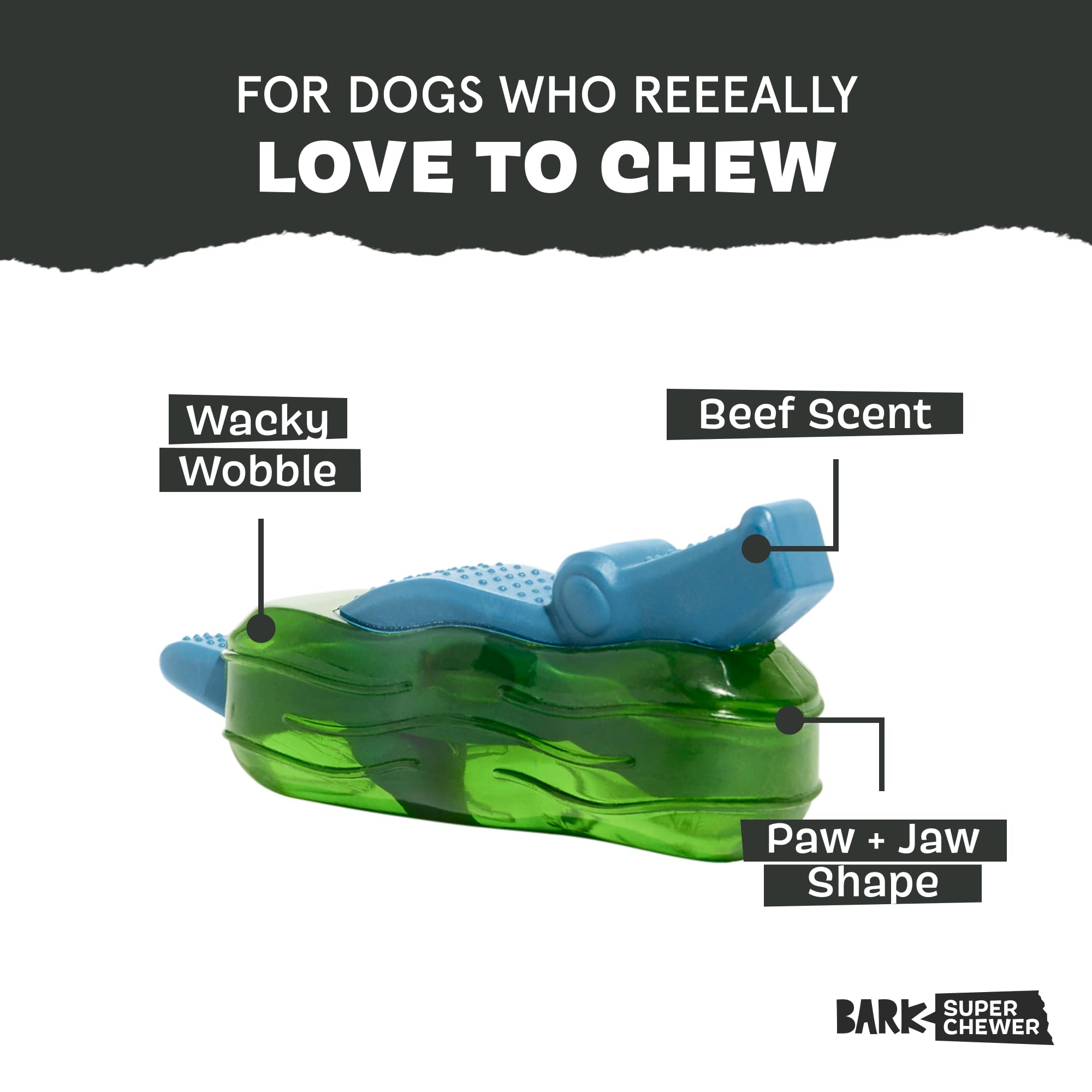 Barkbox Crocness Monster Dog Toy for Medium Dogs – Beef-Scented, Perfect for Tough Chewers to Grab, Grip, and Chew for Endless Fun