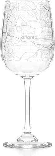 Vista 4 de Well Told - Copa de vino con tallo grabada del mapa de Atlanta, GA - Copa de vino con mapa de ciudad grabado, regalo para amantes del vino