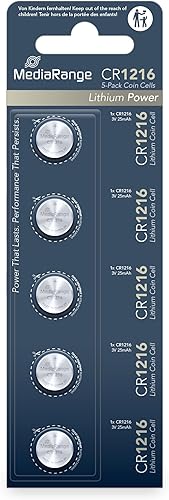 MediaRange Lithium Coin Cells, CR1216|3V, Pack 5