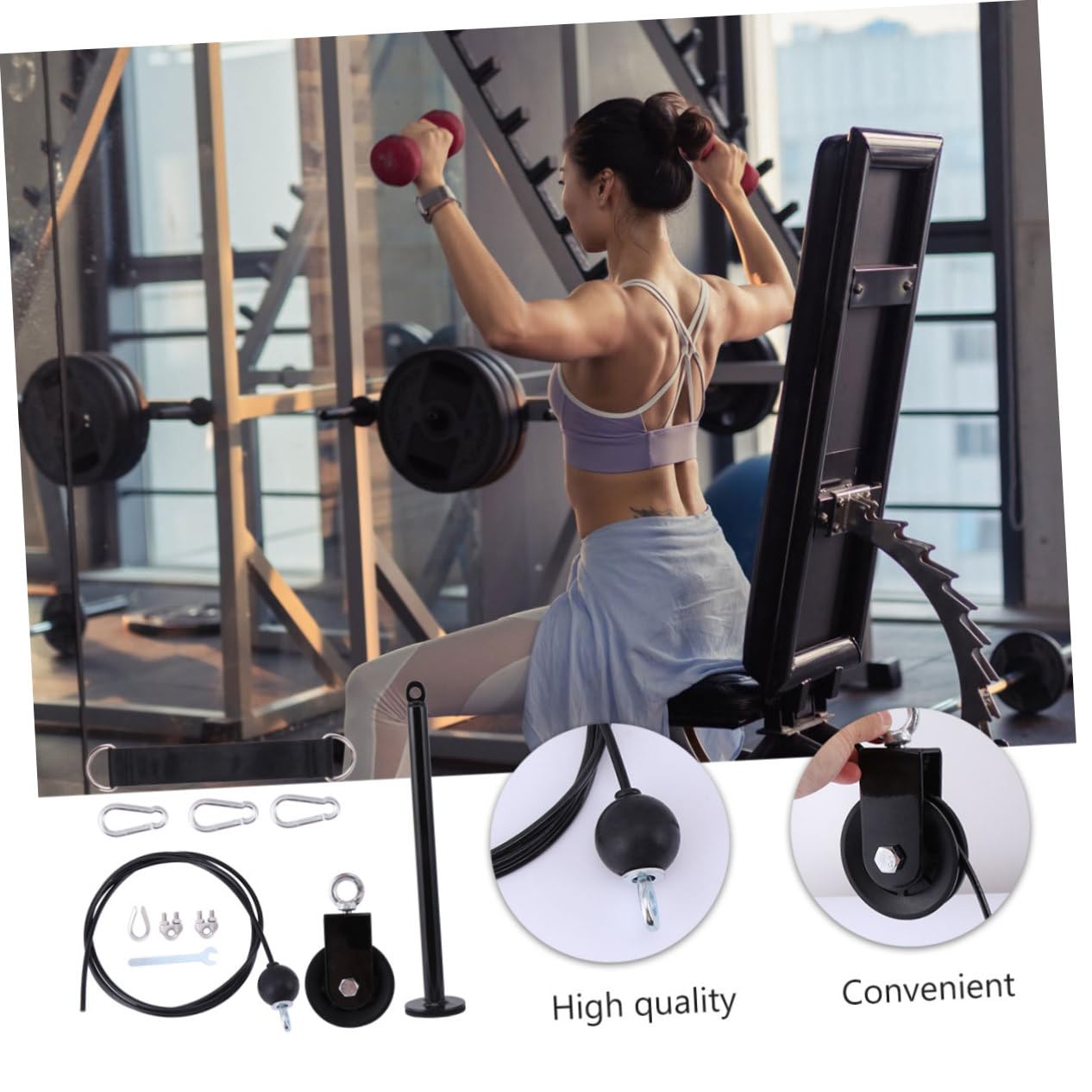 Anneome Kit Fitness Sistema a Carrucole per Allenamento Braccia | Nero in Metallo, Facile da Installare, Soluzione Compatta per Riporre e Usare in Casa
