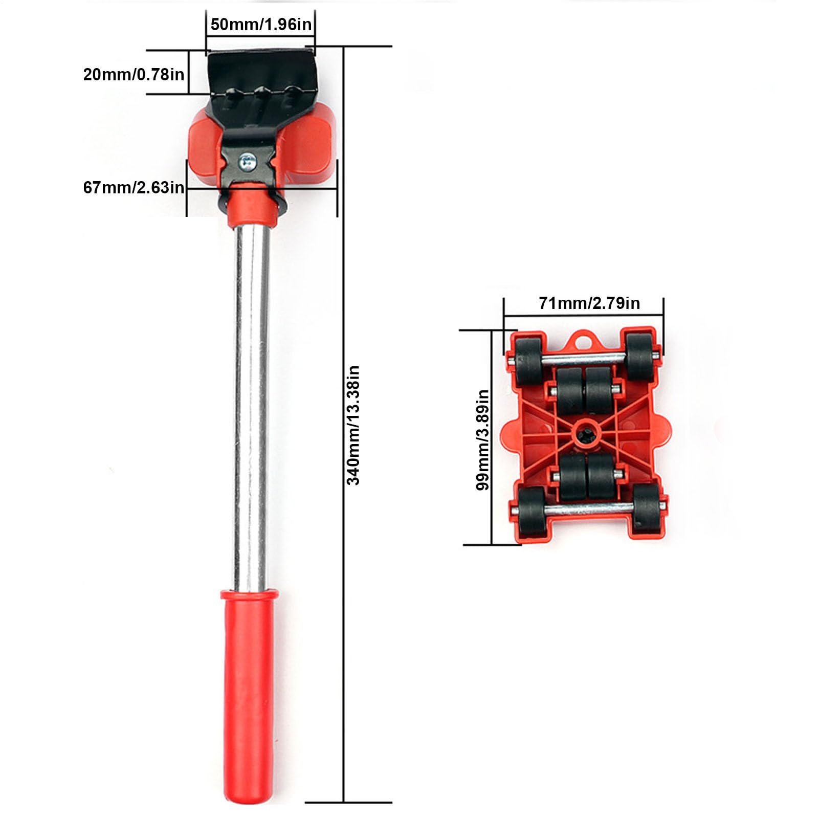 Furniture | 4 Wheel Rollers and Height Lifting Bar | Furniture Riser Kit for 150kg/330lbs Couches Sofas Cupboards Closets