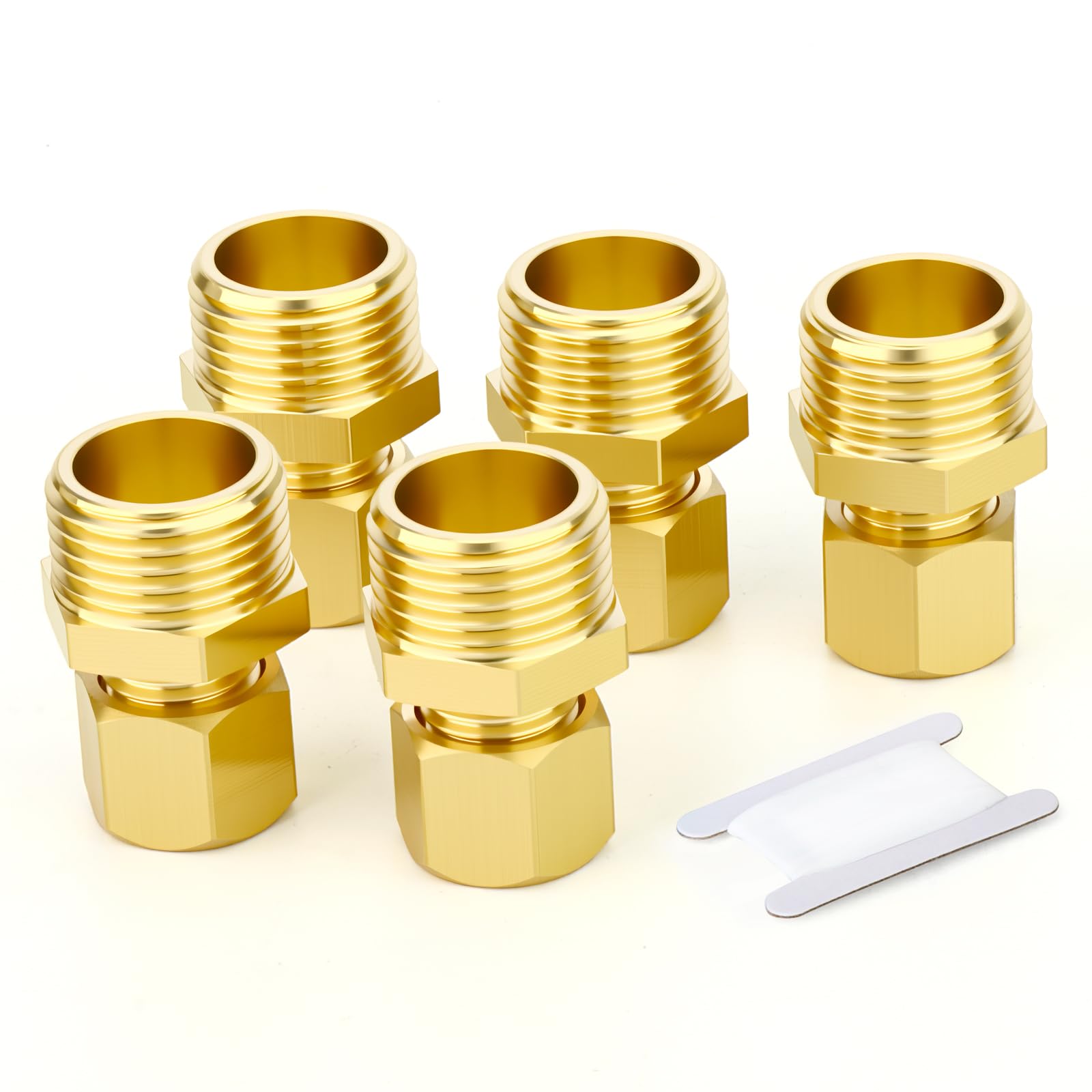 GASHER 5 pièces raccord de tuyau à compression en laiton, diamètre extérieur du tuyau 8mm x raccord mâle 1/2" BSP