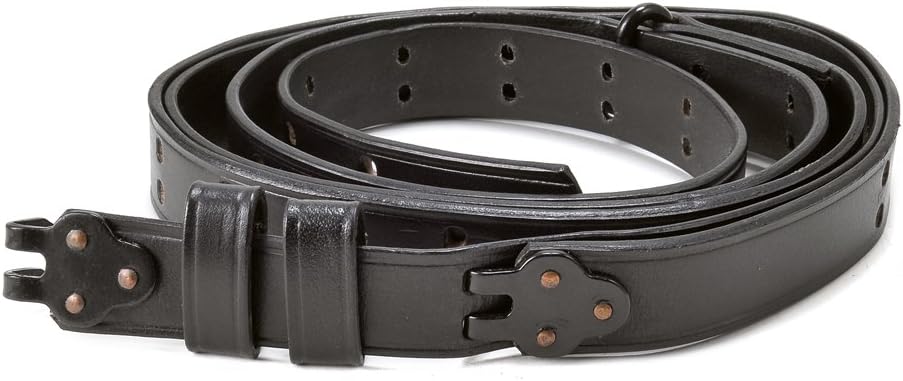 Black Leather Military Style Rifle Sling 1" Wide