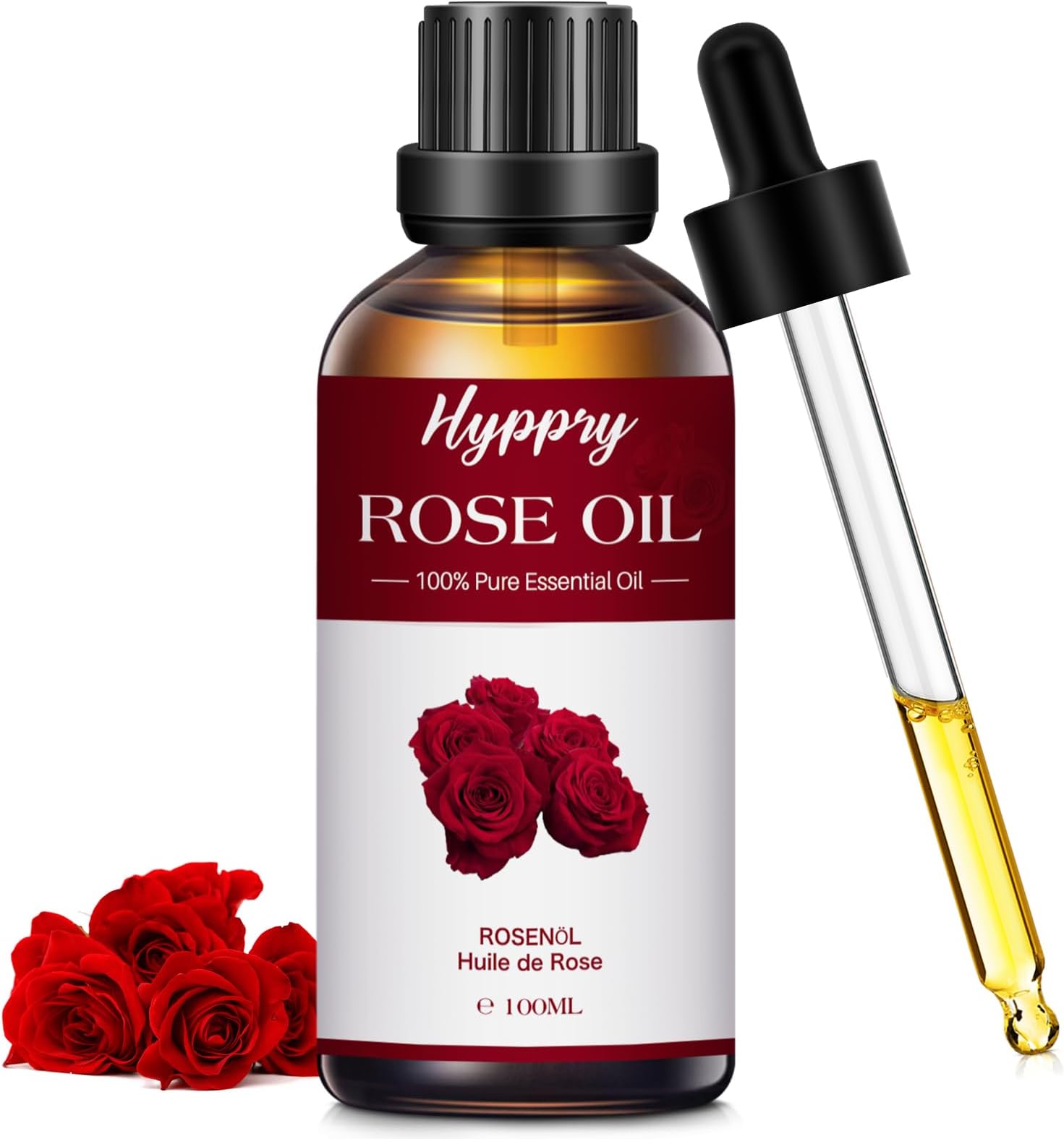 100ml Rose Essential Oil - Premium Natural Rose Oil for Diffuser for Home, Aromatherapy, Sleep, Skin Care, DIY Perfume, Soaps Making, Scented Candles