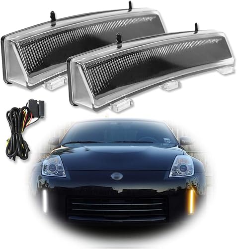GTINTHEBOX Parachoques delantero LED Switchback luces de circulación diurna ámbar/blanco con kit de lámpara de señal de giro para Nissan 350z LCI