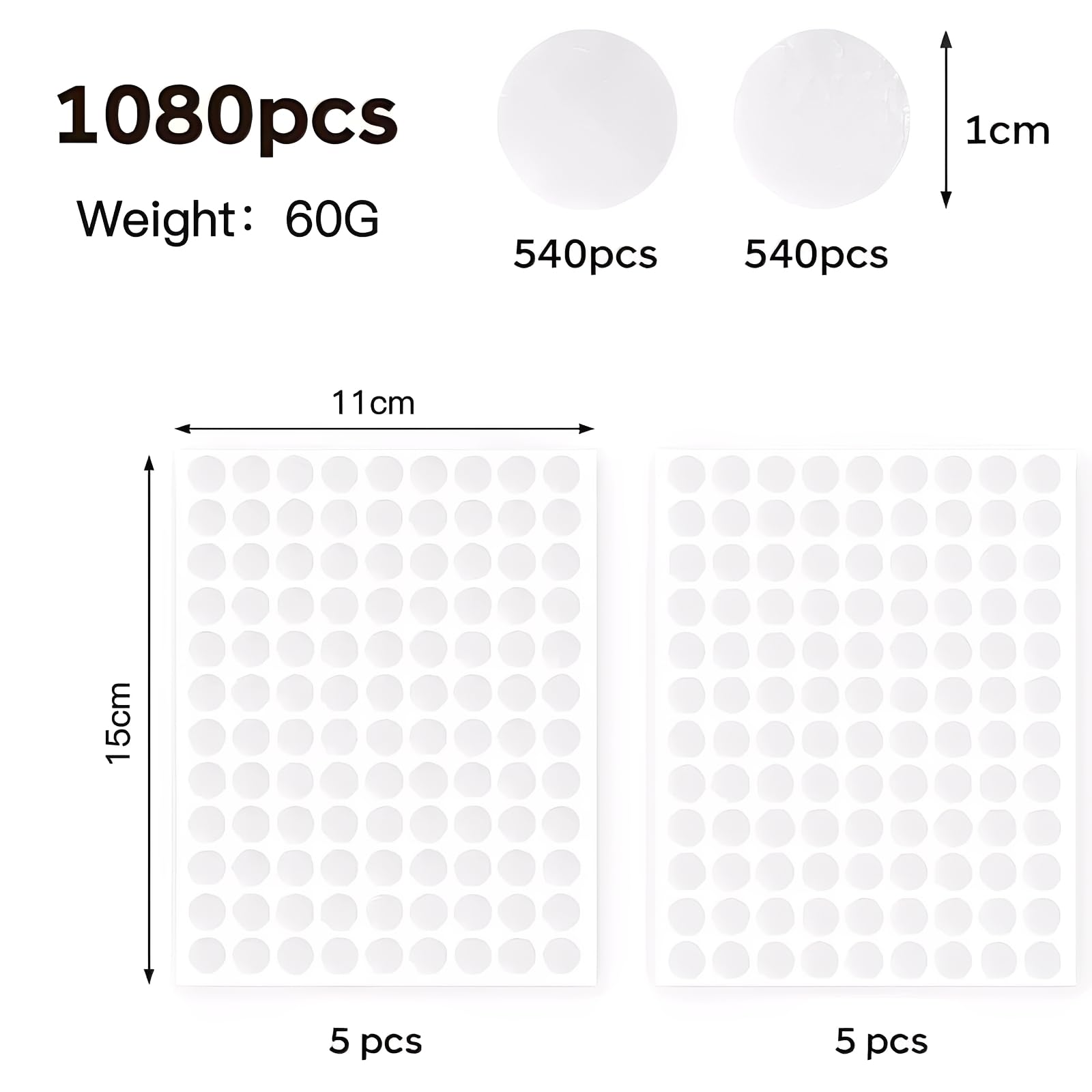 540 Paires de Scratch Autocollant 10mm Version Améliorée Douce & Extra Forte