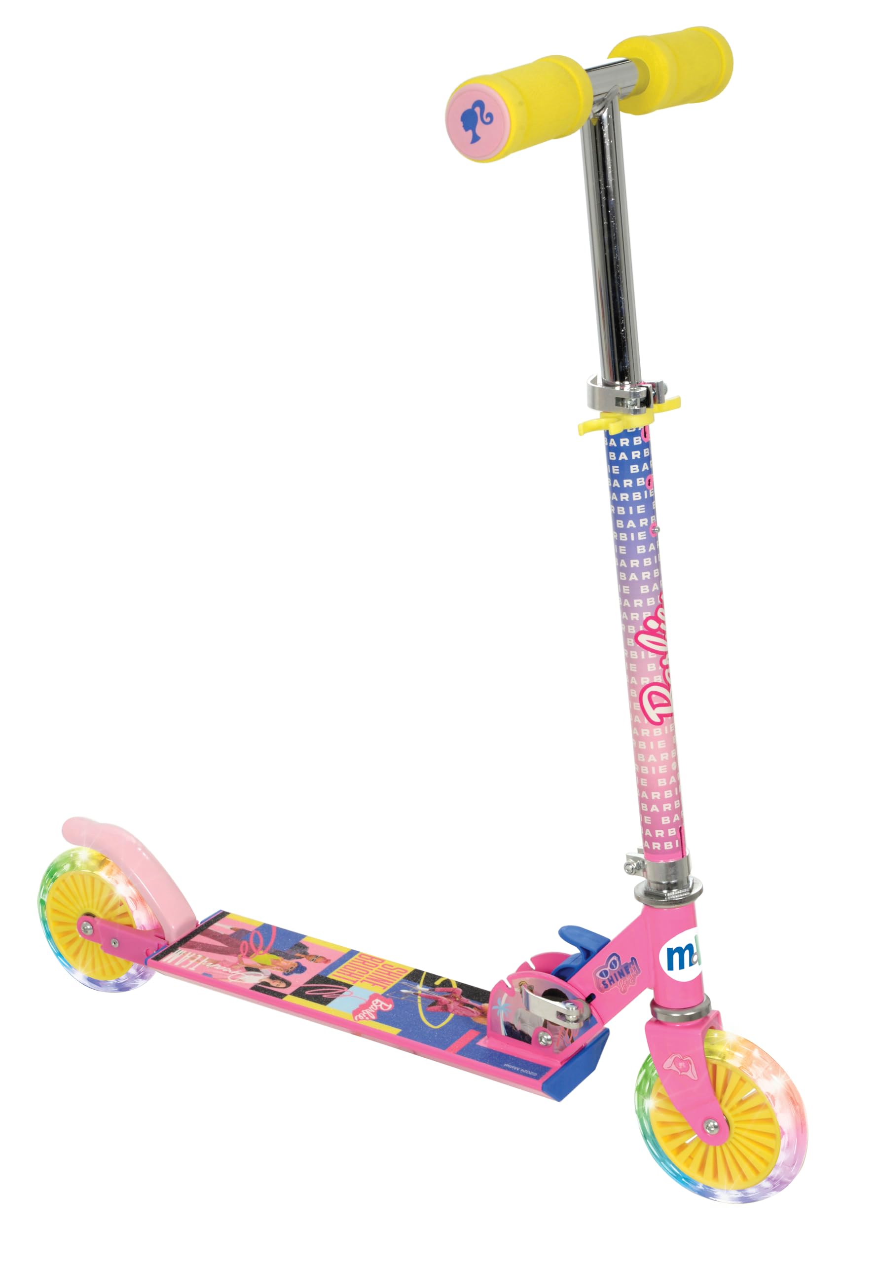 Barbie Kids Folding Inline Scooter for Girls and Boys | Officially Licensed Adjustable with Light Up Wheels